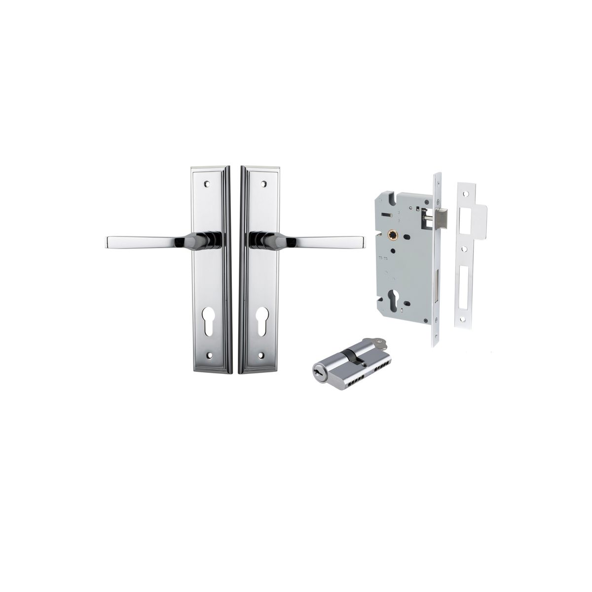 Iver Annecy Door Lever Shouldered Latch Pair, Passage Kit, Privacy Kit , Entrance Kit with High Security Lock -Polished Chrome