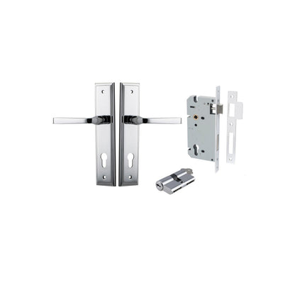 Iver Annecy Door Lever Shouldered Latch Pair, Passage Kit, Privacy Kit , Entrance Kit with High Security Lock -Polished Chrome