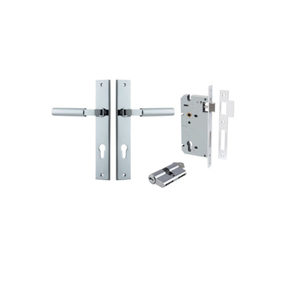 Iver Berlin Door Lever Rectangular Latch Pair, Passage Kit, Privacy Kit , Entrance Kit with High Security Lock - Polished Chrome