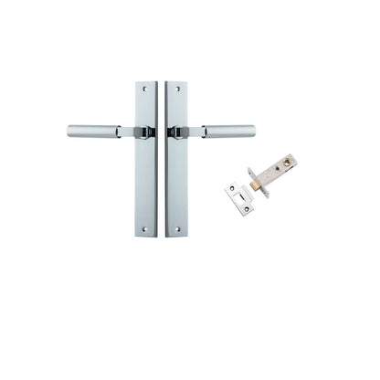 Iver Berlin Door Lever Rectangular Latch Pair, Passage Kit, Privacy Kit , Entrance Kit with High Security Lock - Polished Chrome