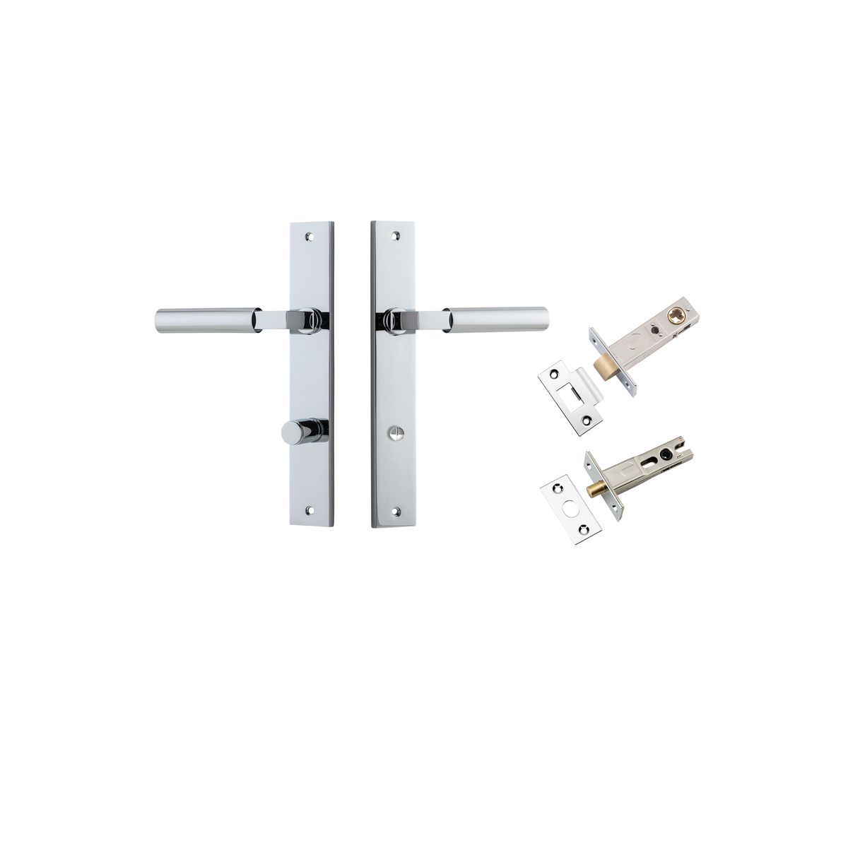 Iver Berlin Door Lever Rectangular Latch Pair, Passage Kit, Privacy Kit , Entrance Kit with High Security Lock - Polished Chrome