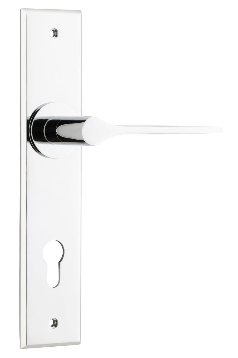 Iver Como  Door Lever Chamfered Latch Pair, Passage Kit, Privacy Kit , Entrance Kit with High Security Lock -Polished Chrome