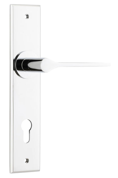 Iver Como  Door Lever Chamfered Latch Pair, Passage Kit, Privacy Kit , Entrance Kit with High Security Lock -Polished Chrome