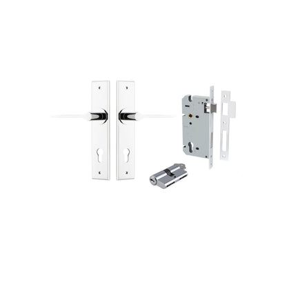 Iver Como  Door Lever Chamfered Latch Pair, Passage Kit, Privacy Kit , Entrance Kit with High Security Lock -Polished Chrome