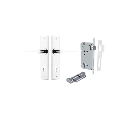 Iver Como  Door Lever Chamfered Latch Pair, Passage Kit, Privacy Kit , Entrance Kit with High Security Lock -Polished Chrome