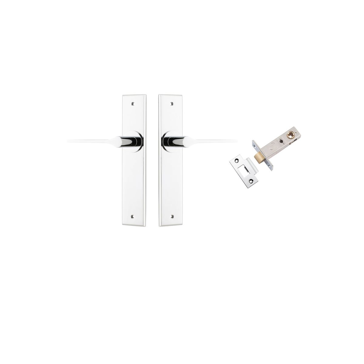 Iver Como  Door Lever Chamfered Latch Pair, Passage Kit, Privacy Kit , Entrance Kit with High Security Lock -Polished Chrome