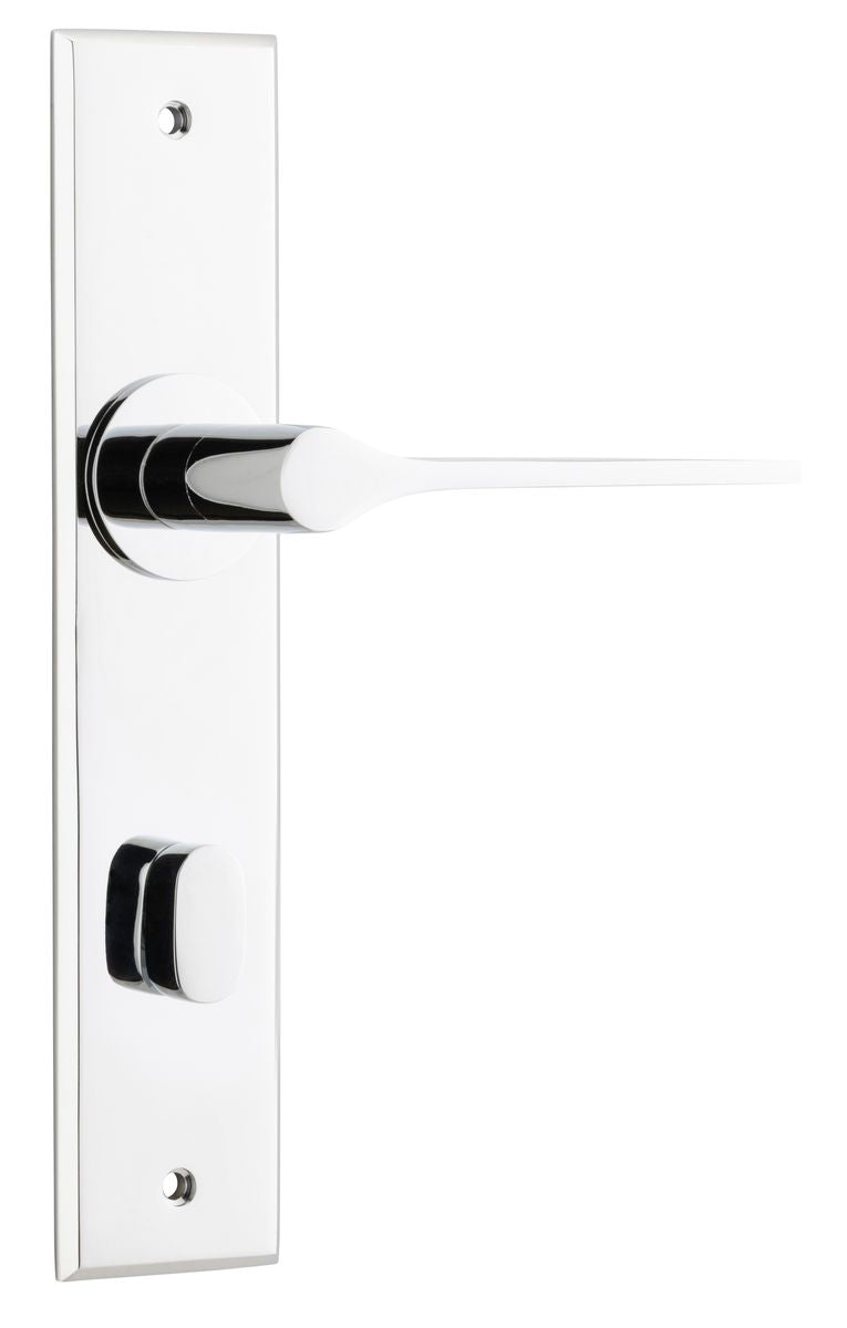 Iver Como  Door Lever Chamfered Latch Pair, Passage Kit, Privacy Kit , Entrance Kit with High Security Lock -Polished Chrome