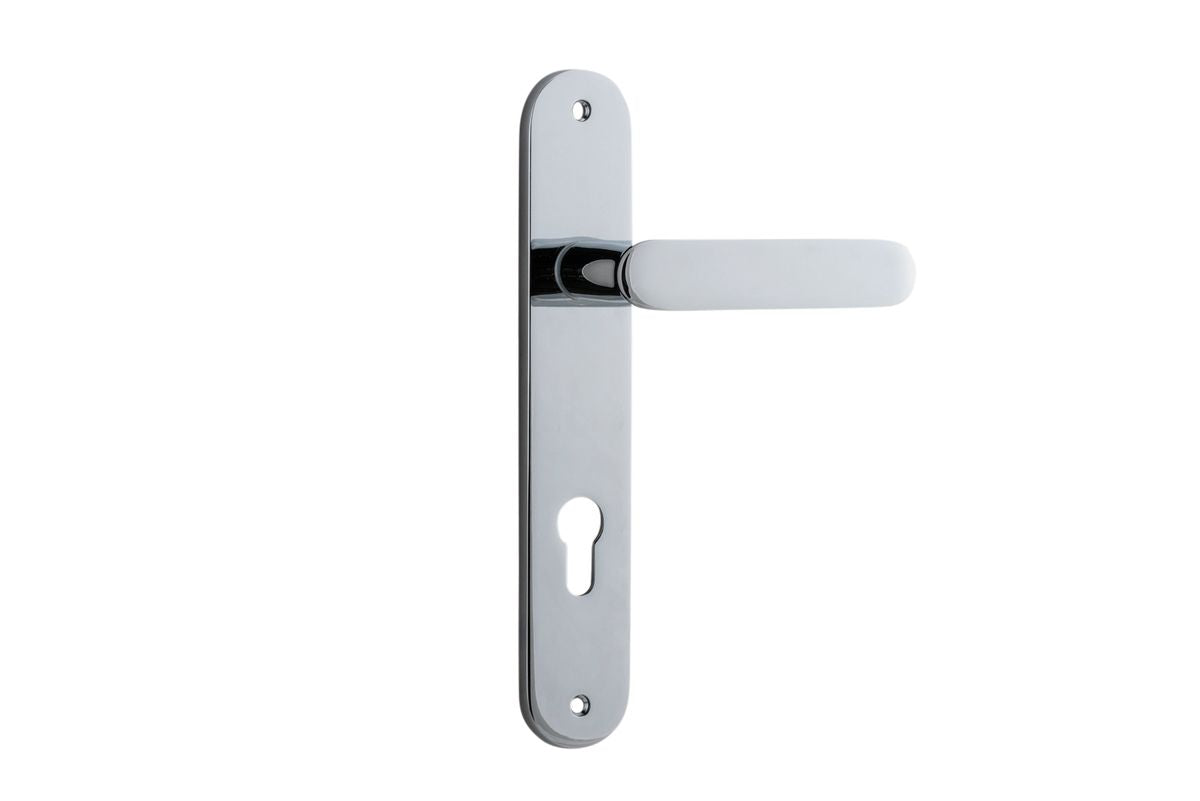 Iver Bronte Door Lever Oval Latch Pair, Passage Kit, Privacy Kit , Entrance Kit with High Security Lock - Polished Chrome