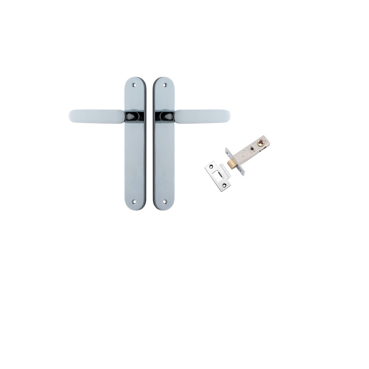 Iver Bronte Door Lever Oval Latch Pair, Passage Kit, Privacy Kit , Entrance Kit with High Security Lock - Polished Chrome