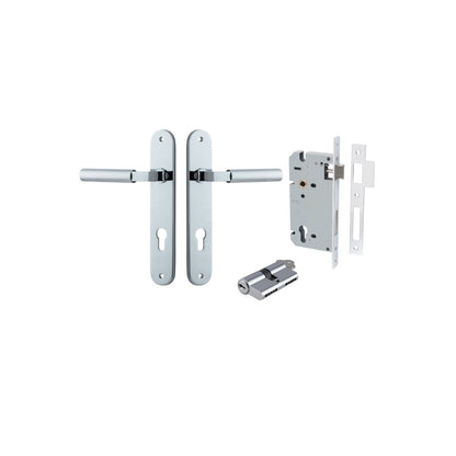Iver Berlin Door Lever Oval Latch Pair, Passage Kit, Privacy Kit , Entrance Kit with High Security Lock -Polished Chrome