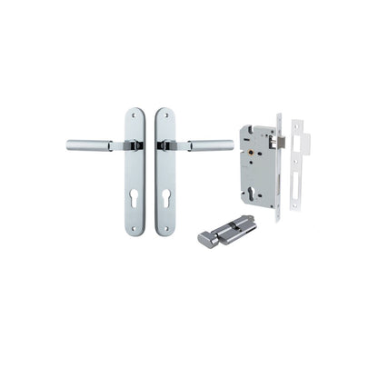 Iver Berlin Door Lever Oval Latch Pair, Passage Kit, Privacy Kit , Entrance Kit with High Security Lock -Polished Chrome