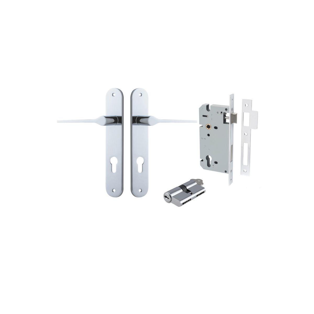 Iver Como  Door Lever Oval Latch Pair, Passage Kit, Privacy Kit , Entrance Kit with High Security Lock -Polished Chrome