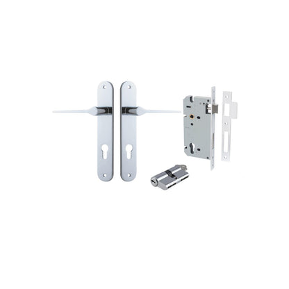 Iver Como  Door Lever Oval Latch Pair, Passage Kit, Privacy Kit , Entrance Kit with High Security Lock -Polished Chrome