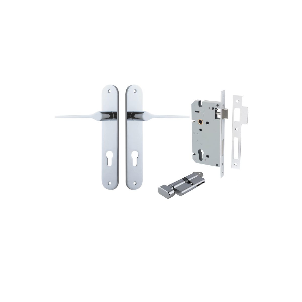 Iver Como  Door Lever Oval Latch Pair, Passage Kit, Privacy Kit , Entrance Kit with High Security Lock -Polished Chrome