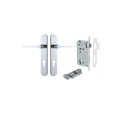 Iver Como  Door Lever Oval Latch Pair, Passage Kit, Privacy Kit , Entrance Kit with High Security Lock -Polished Chrome