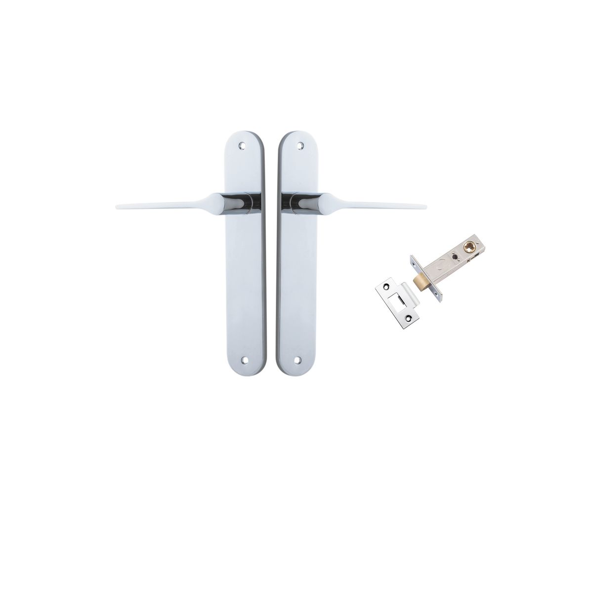 Iver Como  Door Lever Oval Latch Pair, Passage Kit, Privacy Kit , Entrance Kit with High Security Lock -Polished Chrome