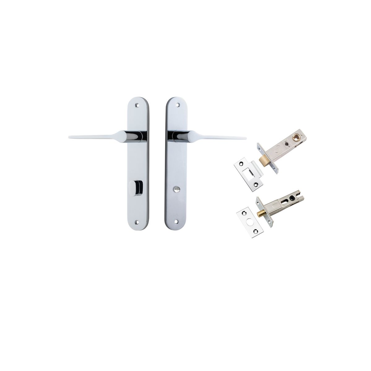 Iver Como  Door Lever Oval Latch Pair, Passage Kit, Privacy Kit , Entrance Kit with High Security Lock -Polished Chrome