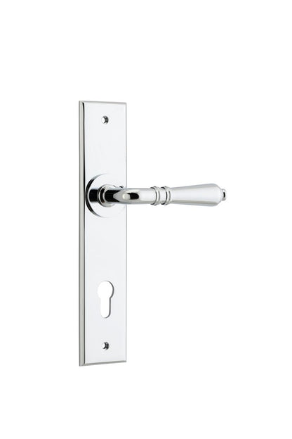 Iver Sarlat  Door Lever Chamfered Latch Pair, Passage Kit, Privacy Kit , Entrance Kit with High Security Lock -Polished Chrome