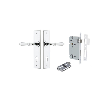 Iver Sarlat  Door Lever Chamfered Latch Pair, Passage Kit, Privacy Kit , Entrance Kit with High Security Lock -Polished Chrome