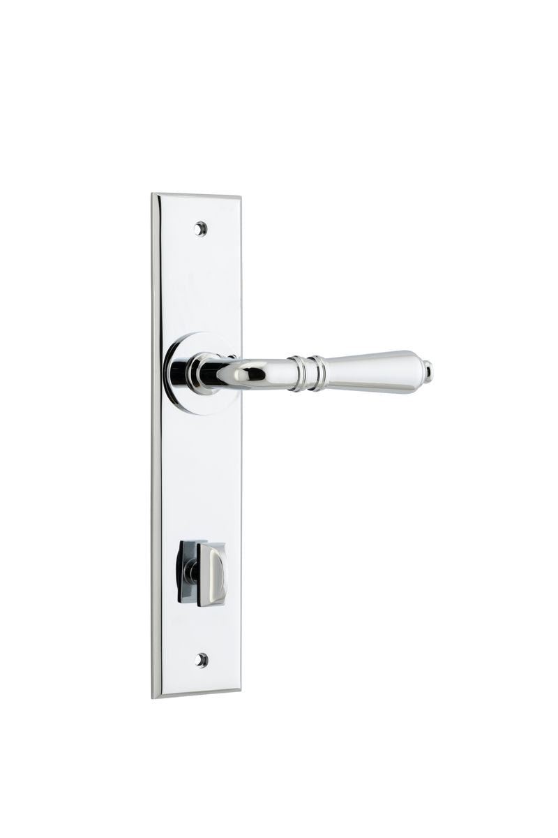 Iver Sarlat  Door Lever Chamfered Latch Pair, Passage Kit, Privacy Kit , Entrance Kit with High Security Lock -Polished Chrome
