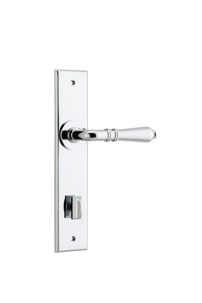 Iver Sarlat  Door Lever Chamfered Latch Pair, Passage Kit, Privacy Kit , Entrance Kit with High Security Lock -Polished Chrome