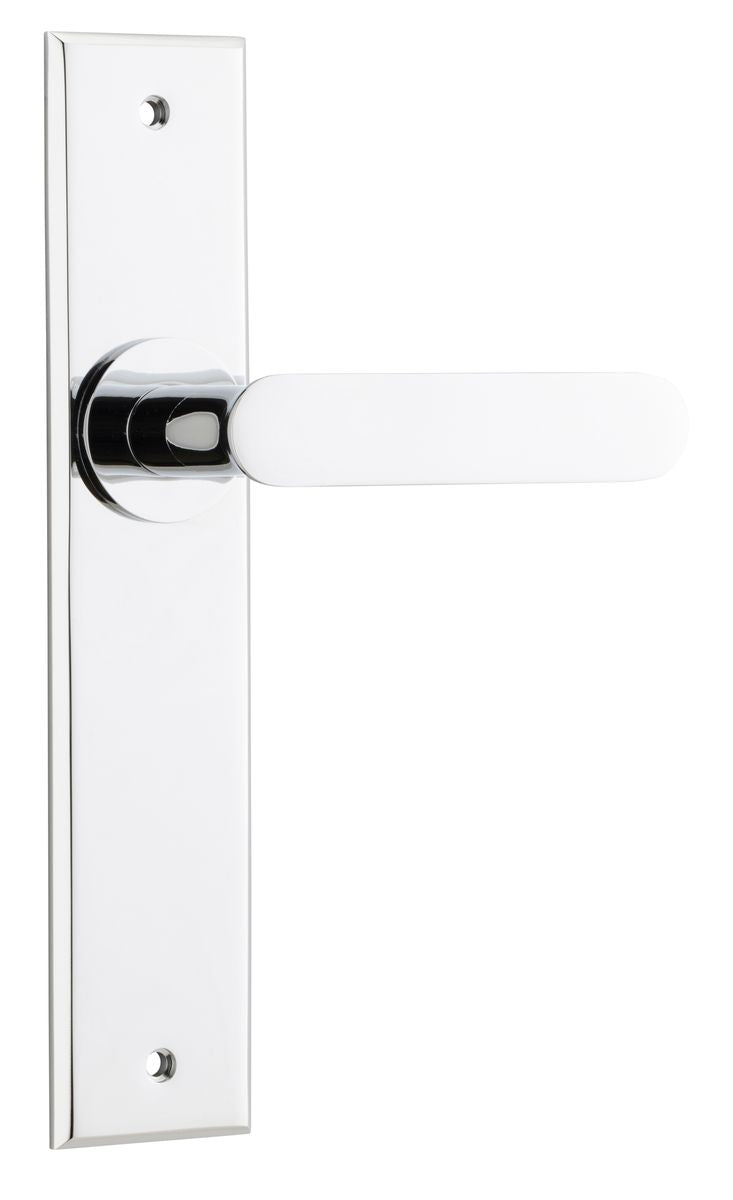 Iver Bronte Door Lever Chamfered Latch Pair, Passage Kit, Privacy Kit , Entrance Kit with High Security Lock - Polished Chrome