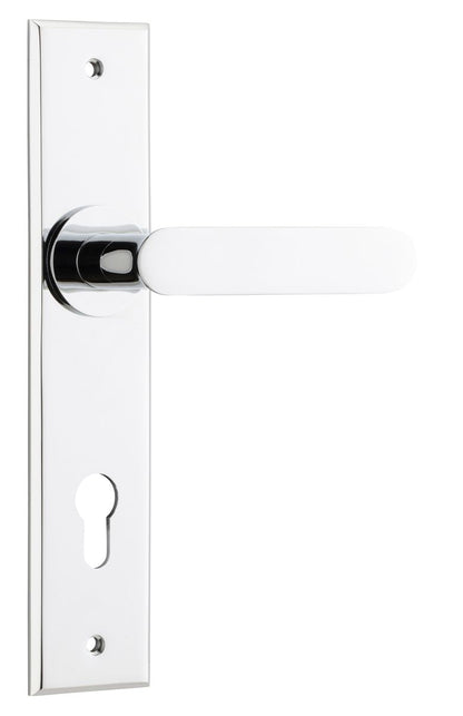 Iver Bronte Door Lever Chamfered Latch Pair, Passage Kit, Privacy Kit , Entrance Kit with High Security Lock - Polished Chrome