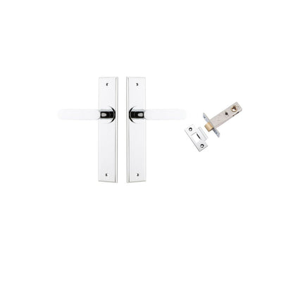Iver Bronte Door Lever Chamfered Latch Pair, Passage Kit, Privacy Kit , Entrance Kit with High Security Lock - Polished Chrome