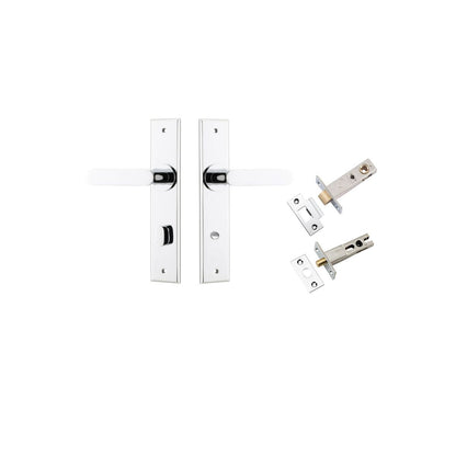 Iver Bronte Door Lever Chamfered Latch Pair, Passage Kit, Privacy Kit , Entrance Kit with High Security Lock - Polished Chrome