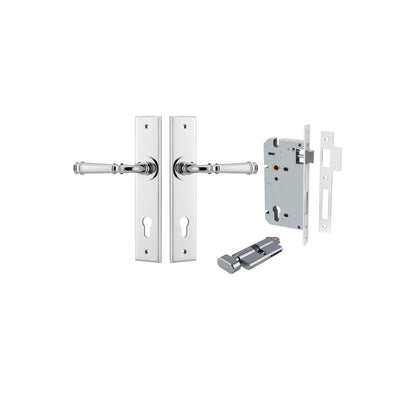 Iver Verona Door Lever Chamfered Latch Pair, Passage Kit, Privacy Kit , Entrance Kit with High Security Lock -Polished Chrome