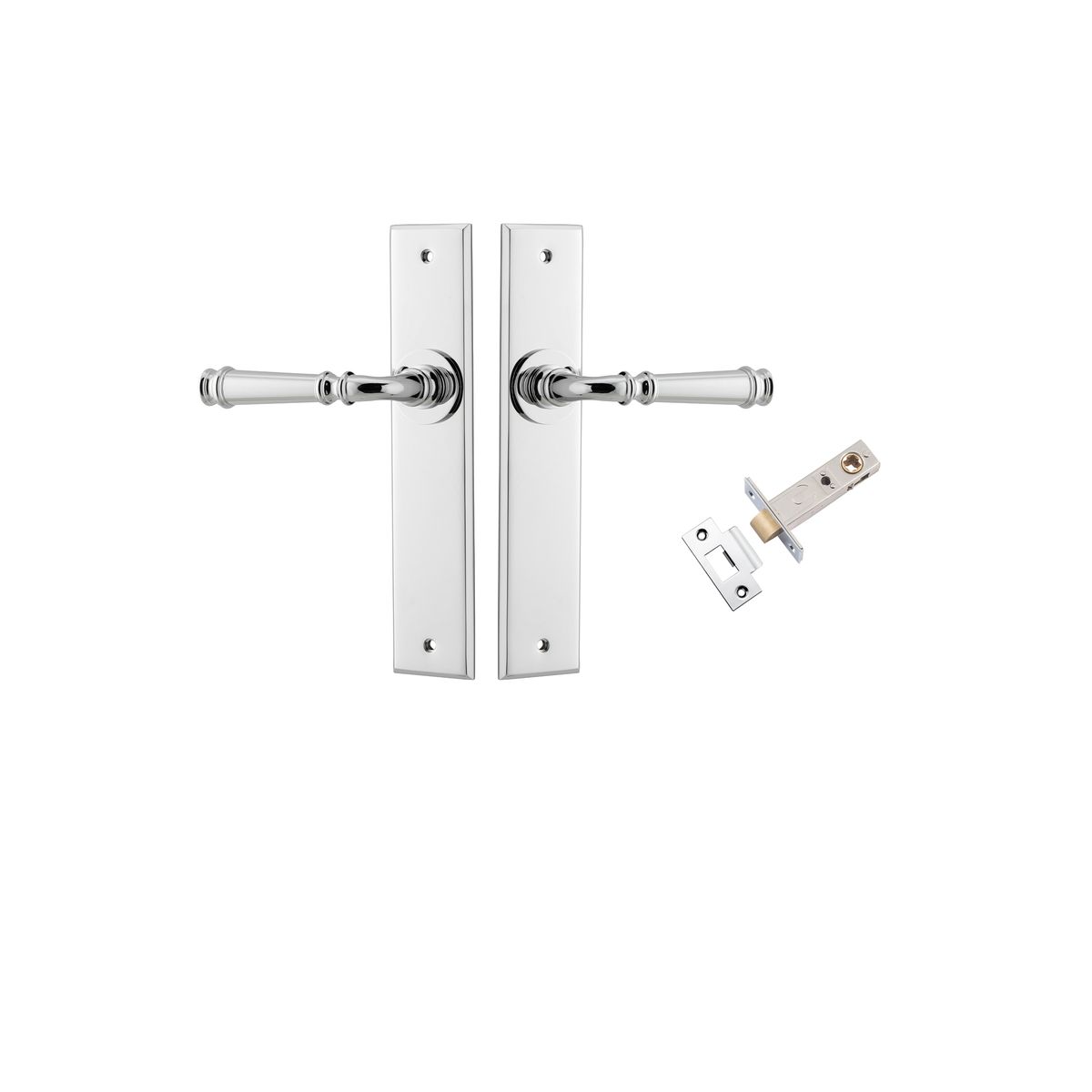 Iver Verona Door Lever Chamfered Latch Pair, Passage Kit, Privacy Kit , Entrance Kit with High Security Lock -Polished Chrome