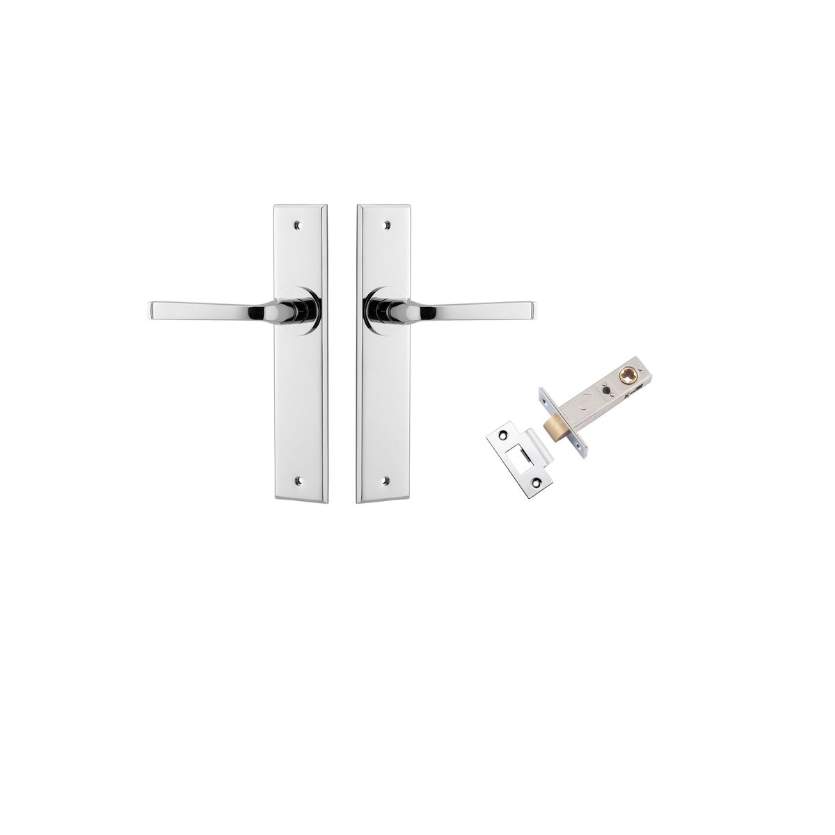 Iver Annecy Door Lever Chamfered Latch Pair, Passage Kit, Privacy Kit , Entrance Kit with High Security Lock -Polished Chrome