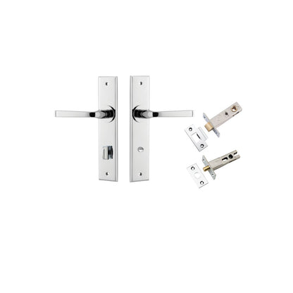 Iver Annecy Door Lever Chamfered Latch Pair, Passage Kit, Privacy Kit , Entrance Kit with High Security Lock -Polished Chrome