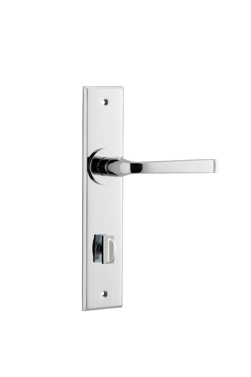 Iver Annecy Door Lever Chamfered Latch Pair, Passage Kit, Privacy Kit , Entrance Kit with High Security Lock -Polished Chrome