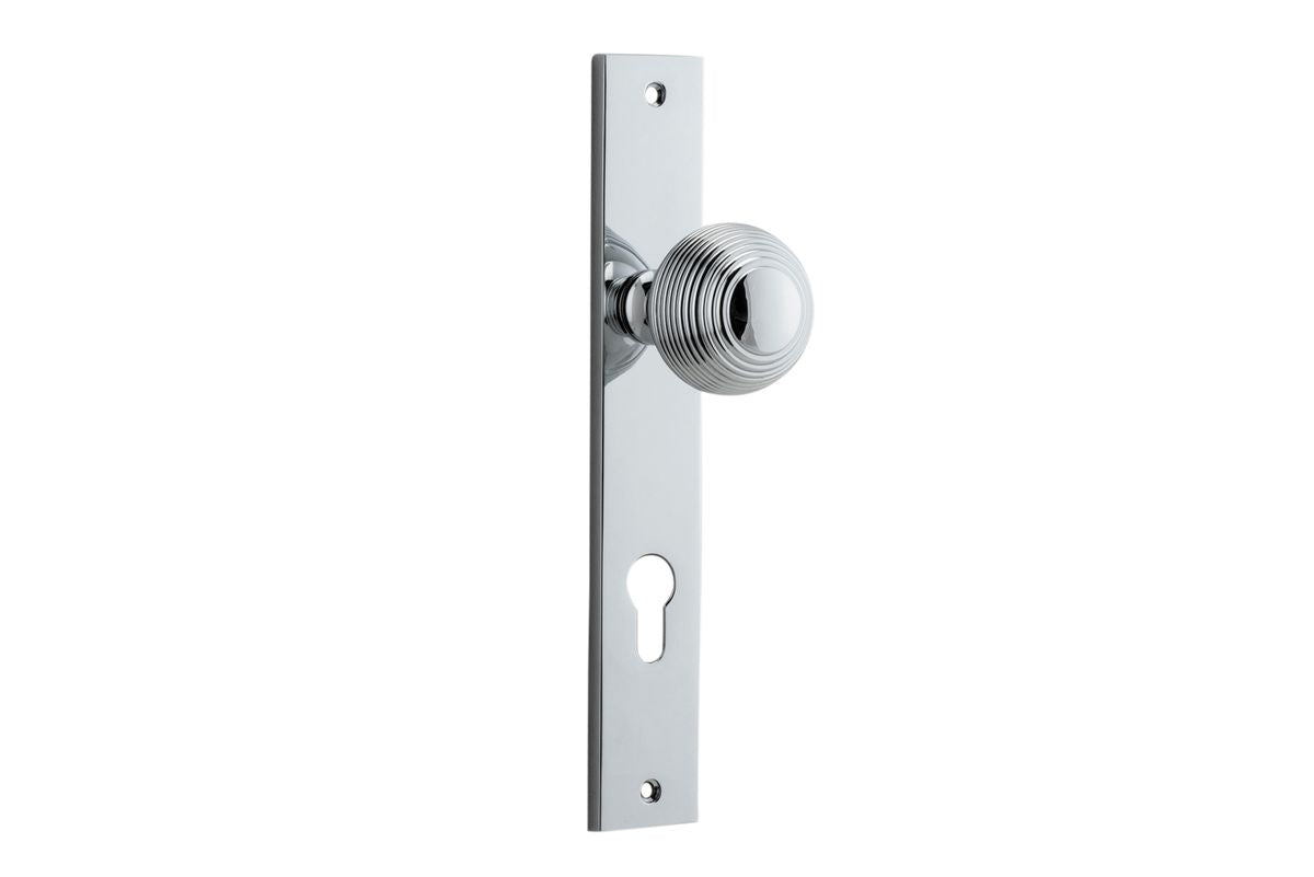 Iver Guildford Door Knob Rectangular Latch Pair, Passage Kit, Privacy Kit , Entrance Kit with High Security Lock -Polished Chrome