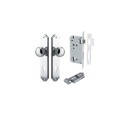 Iver Paddington  Door Knob Shouldered Latch Pair, Passage Kit, Privacy Kit , Entrance Kit with High Security Lock - Polished Chrome