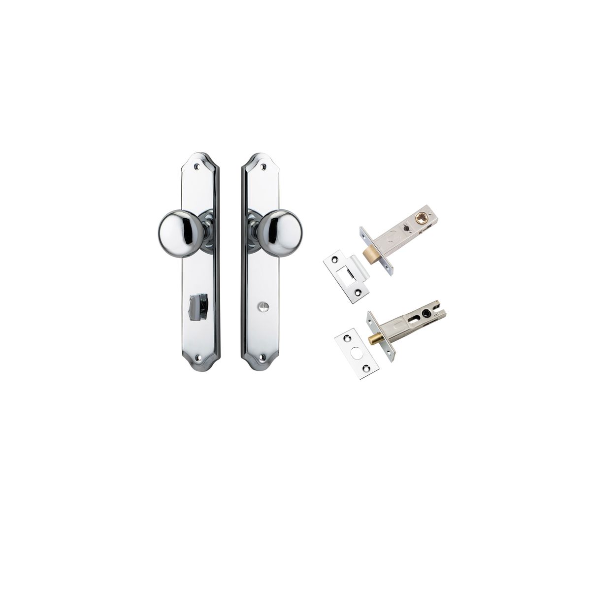 Iver Cambridge Door Knob Shouldered Latch Pair, Passage Kit, Privacy Kit , Entrance Kit with High Security Lock -Polished Chrome