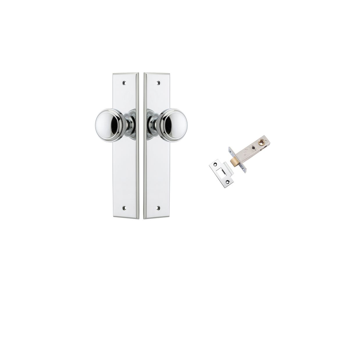 Iver Paddington  Door Knob Chamfered Latch Pair, Passage Kit, Privacy Kit , Entrance Kit with High Security Lock - Polished Chrome