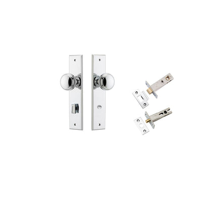 Iver Paddington  Door Knob Chamfered Latch Pair, Passage Kit, Privacy Kit , Entrance Kit with High Security Lock - Polished Chrome