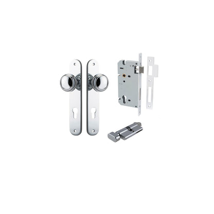 Iver Paddington  Door Knob Oval Latch Pair, Passage Kit, Privacy Kit , Entrance Kit with High Security Lock - Polished Chrome