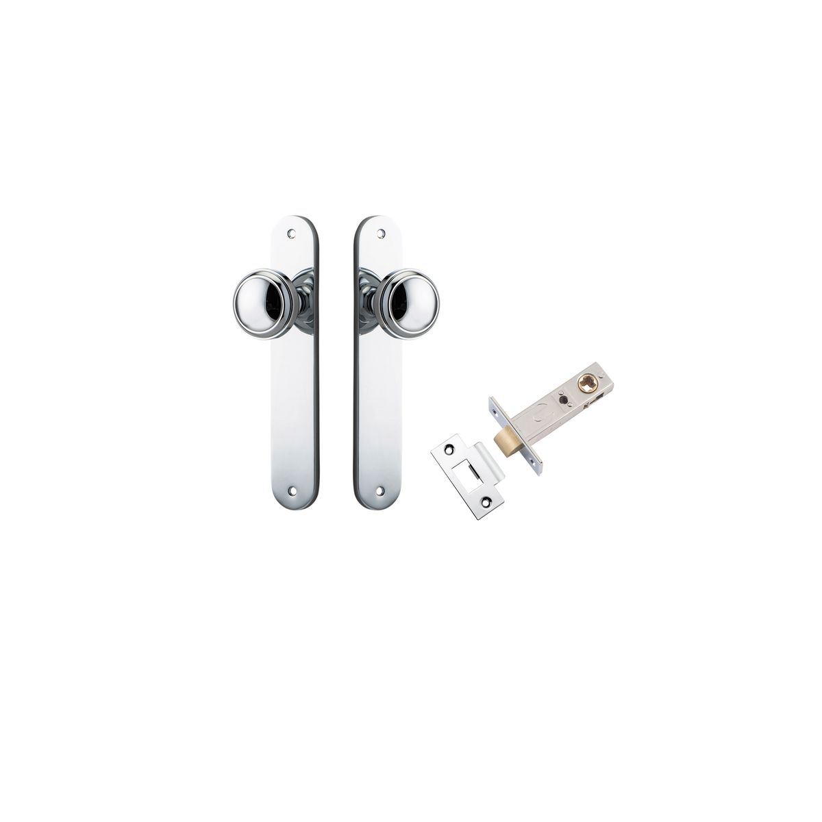 Iver Paddington  Door Knob Oval Latch Pair, Passage Kit, Privacy Kit , Entrance Kit with High Security Lock - Polished Chrome