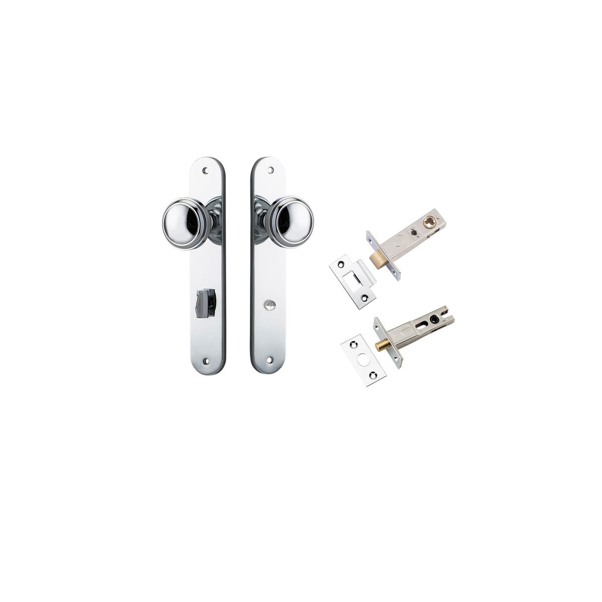 Iver Paddington  Door Knob Oval Latch Pair, Passage Kit, Privacy Kit , Entrance Kit with High Security Lock - Polished Chrome