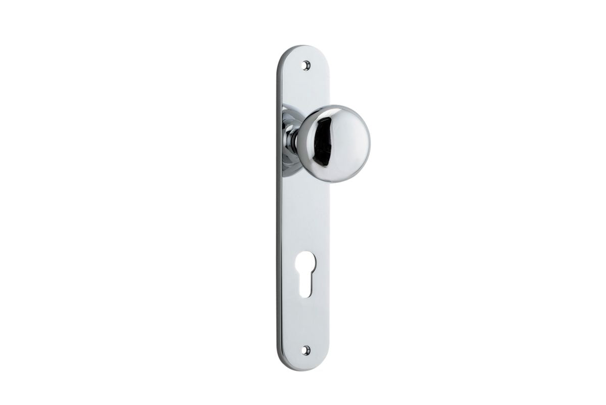 Iver Cambridge Door Knob Oval Concealed Fix Pair, Passage Kit, Privacy Kit , Entrance Kit with High Security Lock - Polished Chrome