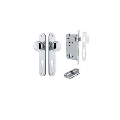 Iver Cambridge Door Knob Oval Concealed Fix Pair, Passage Kit, Privacy Kit , Entrance Kit with High Security Lock - Polished Chrome