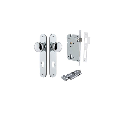 Iver Cambridge Door Knob Oval Concealed Fix Pair, Passage Kit, Privacy Kit , Entrance Kit with High Security Lock - Polished Chrome