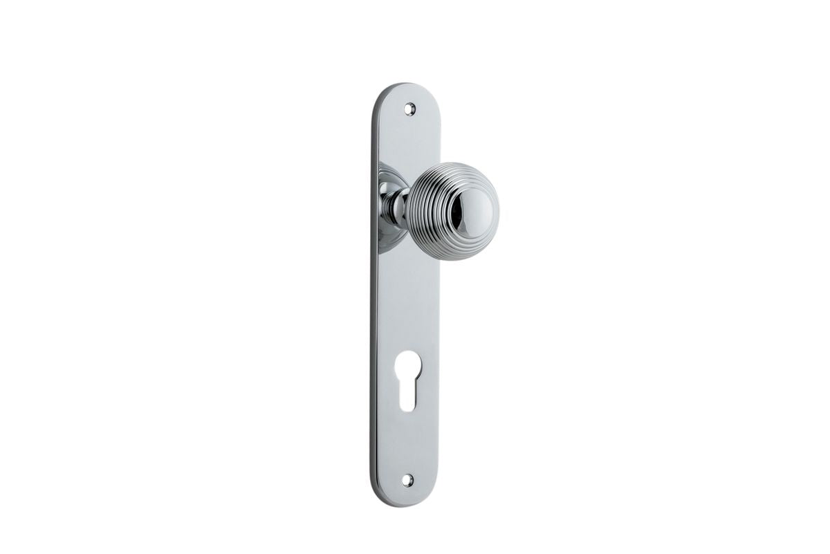 Iver Guildford Door Knob Oval Latch Pair, Passage Kit, Privacy Kit , Entrance Kit with High Security Lock -Polished Chrome