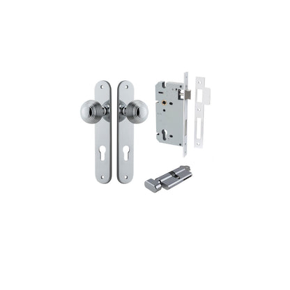 Iver Guildford Door Knob Oval Latch Pair, Passage Kit, Privacy Kit , Entrance Kit with High Security Lock -Polished Chrome