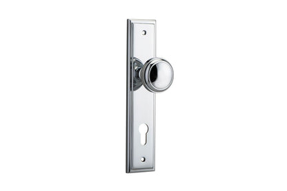 Iver Paddington  Door Knob Stepped Latch Pair, Passage Kit, Privacy Kit , Entrance Kit with High Security Lock - Polished Chrome