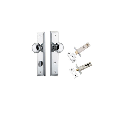 Iver Paddington  Door Knob Stepped Latch Pair, Passage Kit, Privacy Kit , Entrance Kit with High Security Lock - Polished Chrome