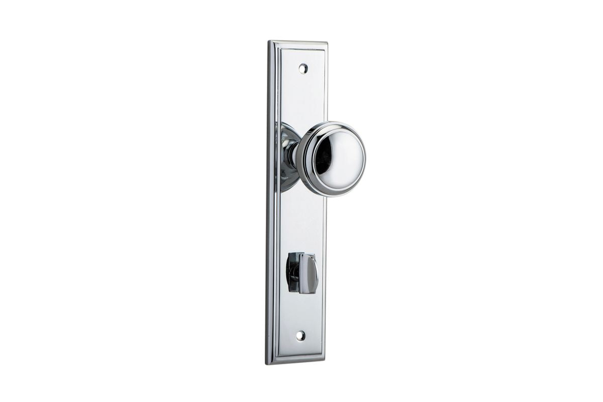 Iver Paddington  Door Knob Stepped Latch Pair, Passage Kit, Privacy Kit , Entrance Kit with High Security Lock - Polished Chrome